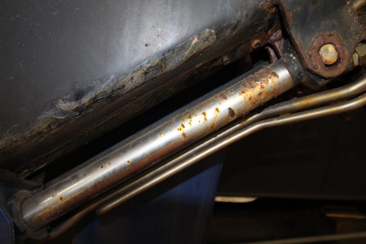 Rusted hydraulic arm
